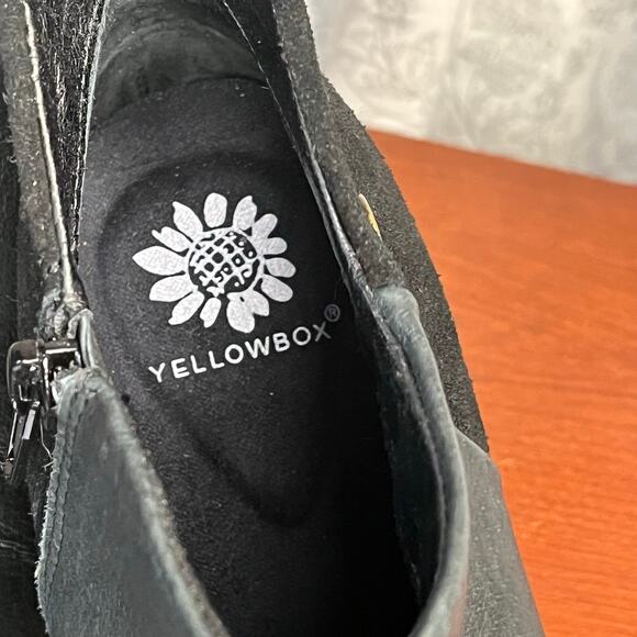 Yellow Box Dannika Black Leather Suede Booties Size 7M Western Ankle Boots - Picture 10 of 12